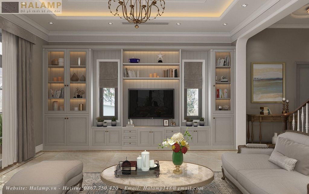 Thiết kế nội thất biệt thự Xanh villas phong cách tân cổ điển nhẹ nhàng