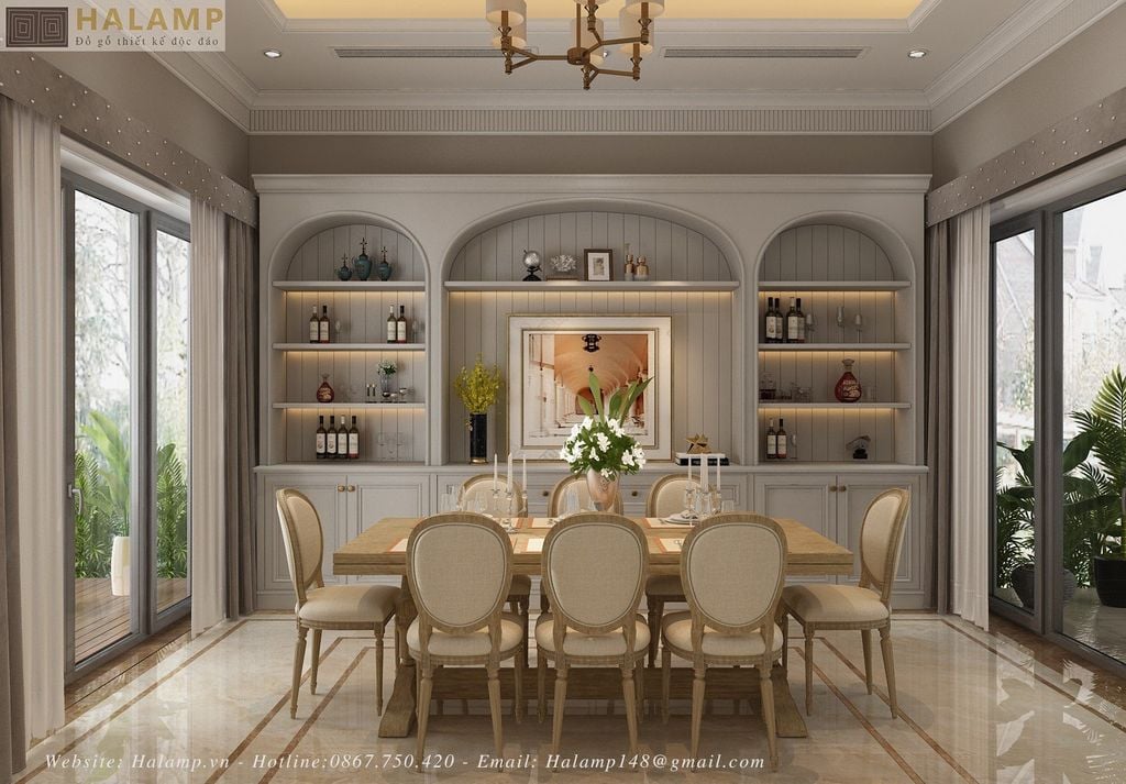 Thiết kế nội thất biệt thự Xanh villas phong cách tân cổ điển nhẹ nhàng