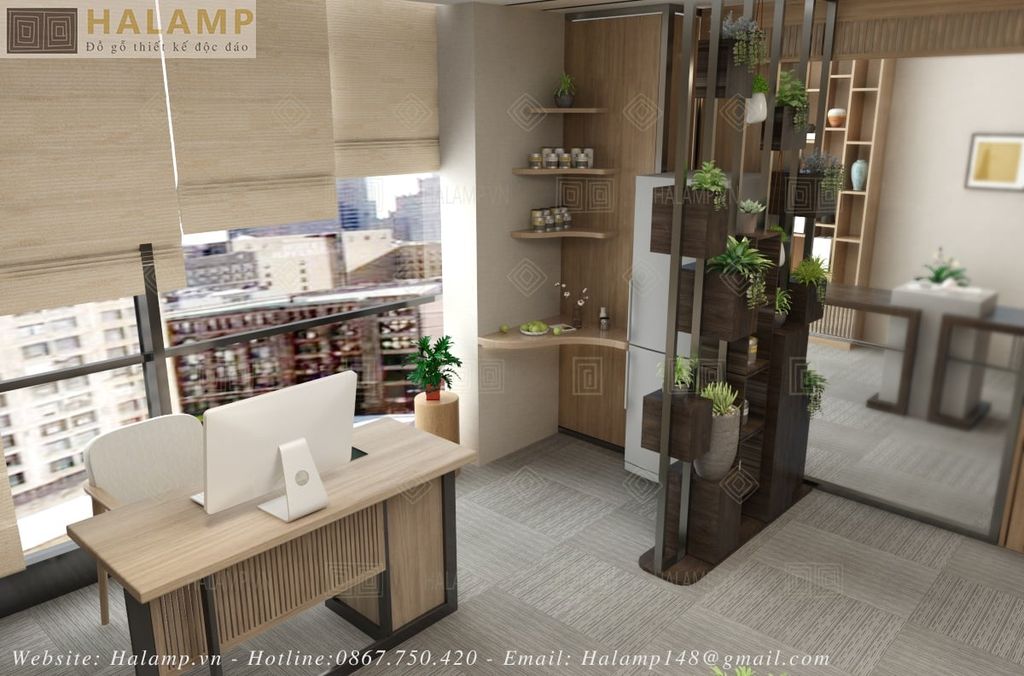 Bàn điều hành và khu vực pha cafe