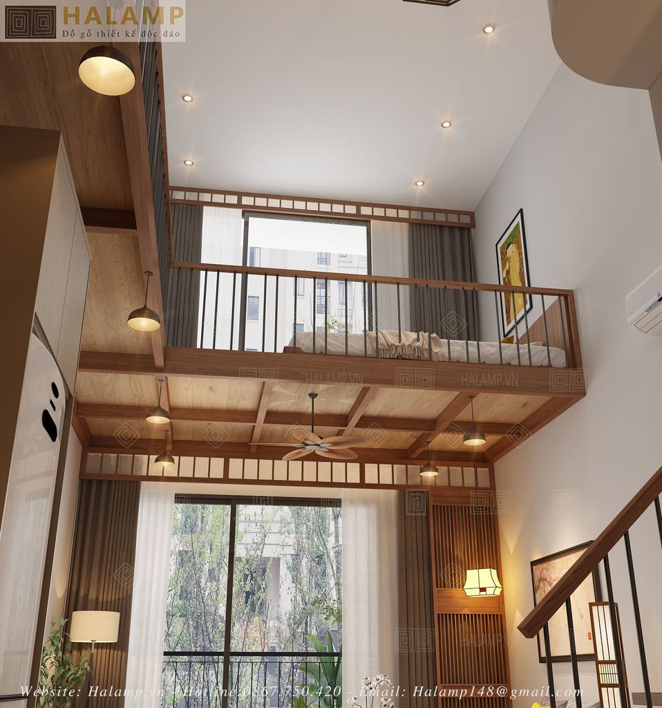 Sàn tầng 2 được thiết kế bằng kết cấu thép và bọc gỗ bên ngoài