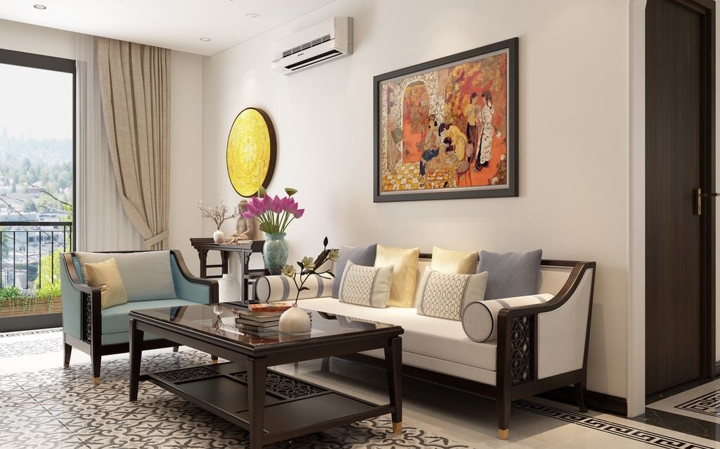 Trang trí tranh ảnh Việt trong nội thất phong cách Á Đông