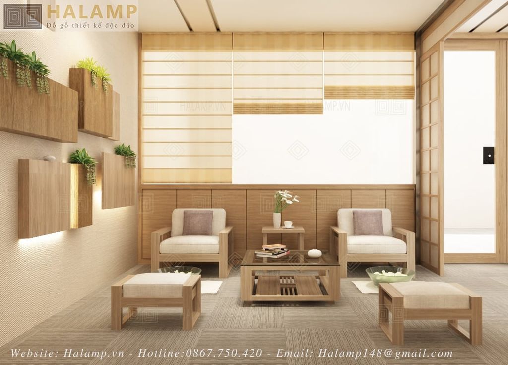 Thiết kế phòng tiếp khách văn phòng phong cách Nhật