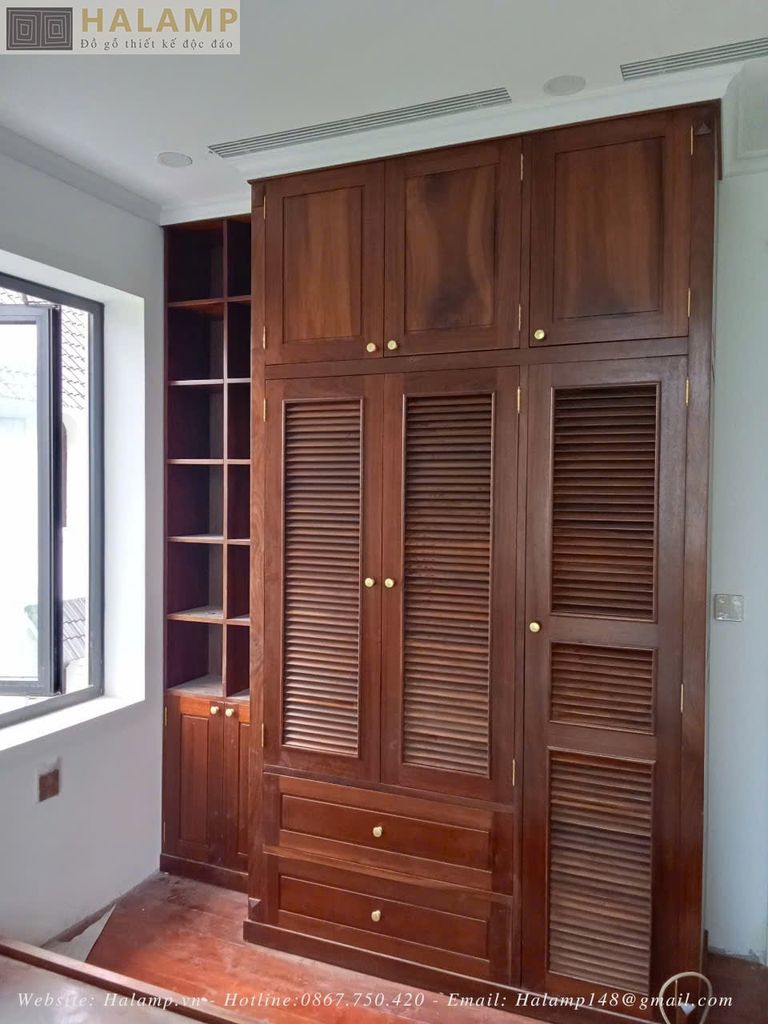 hình ảnh thực tế thi công tủ áo gỗ tự nhiên