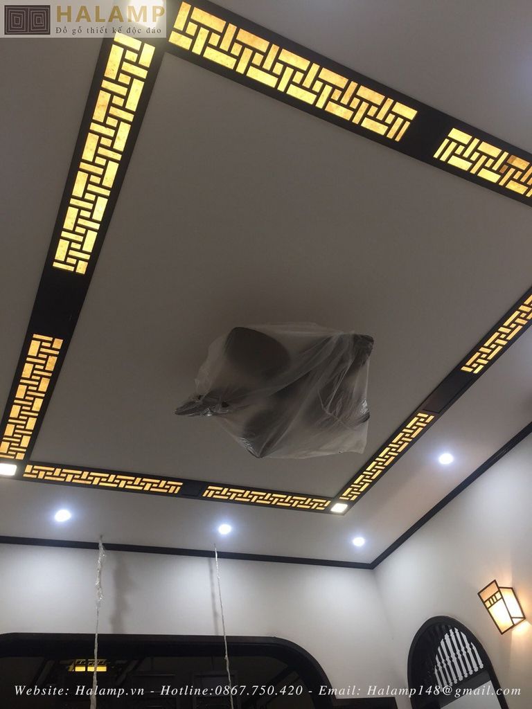 Thi công trang trí trần gỗ kết hợp indochine và grand bois