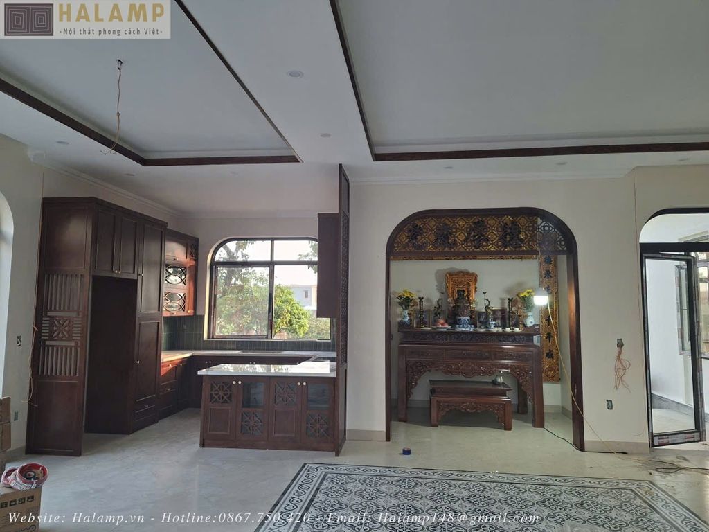 Hình ảnh thi công tủ bếp nhà vườn Halamp