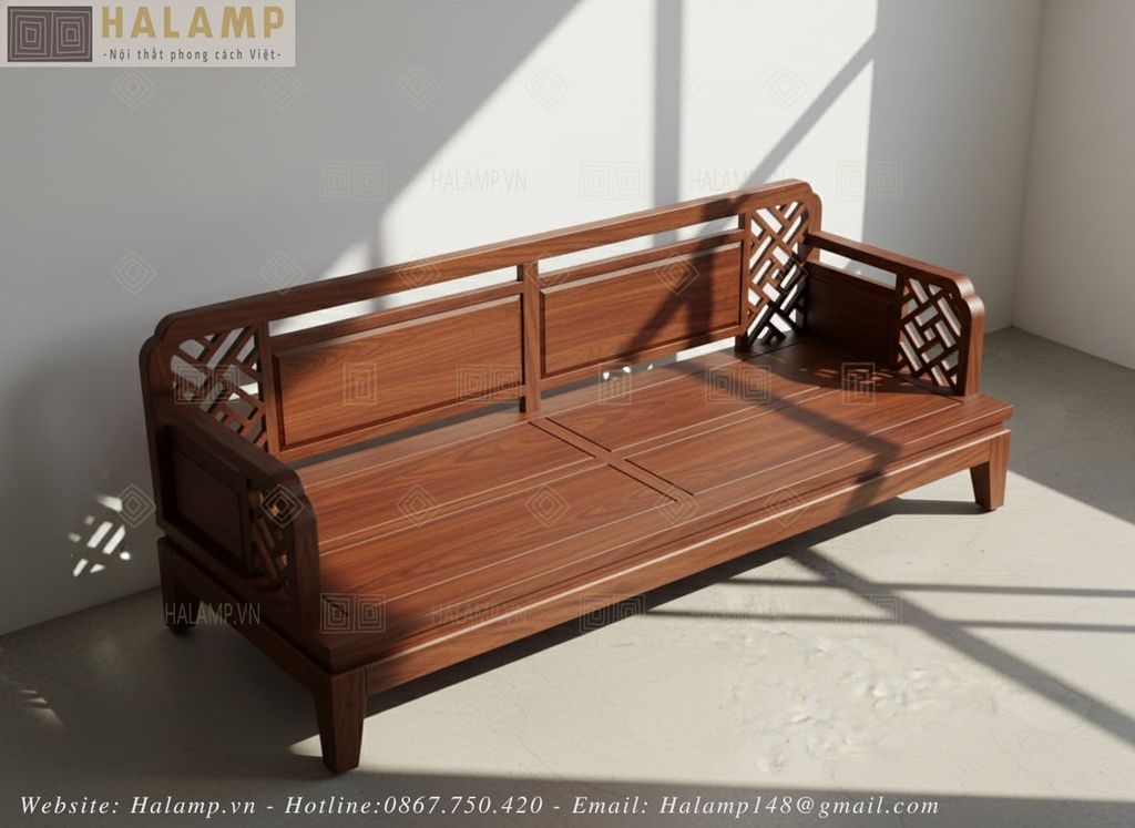 Sofa gỗ Việt và bàn trà truyền thống