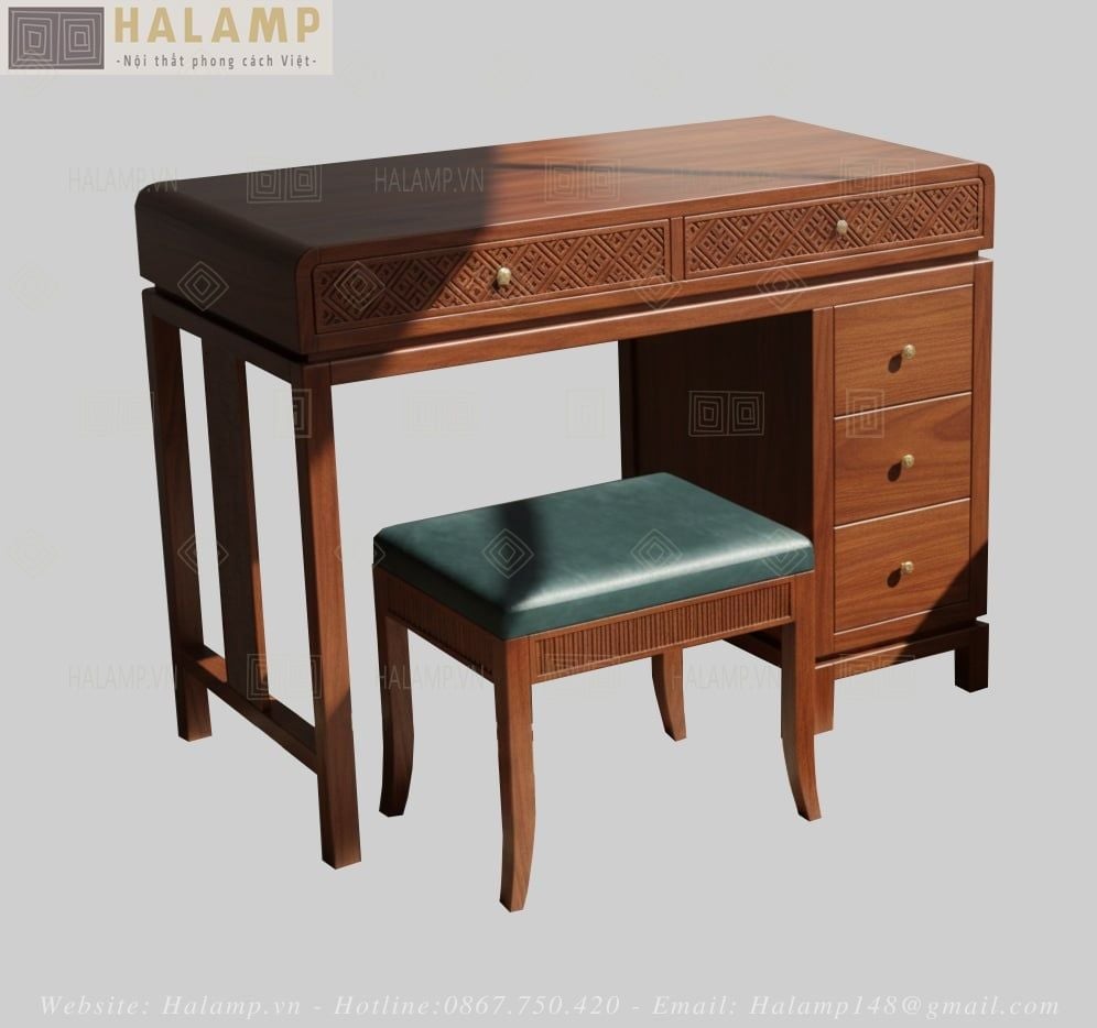 Mẫu thi công bàn trang điểm gỗ tự nhiên nhà phố