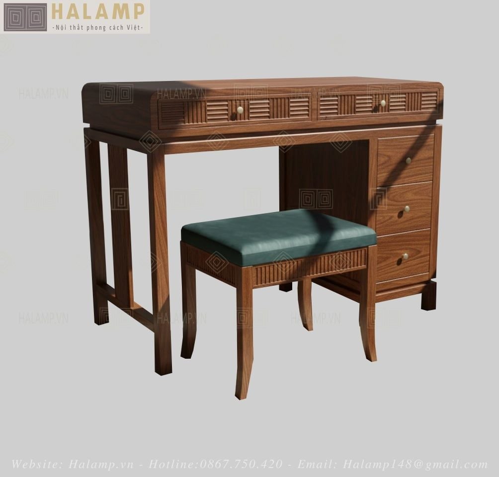 Mẫu thi công bàn trang điểm gỗ tự nhiên nhà phố