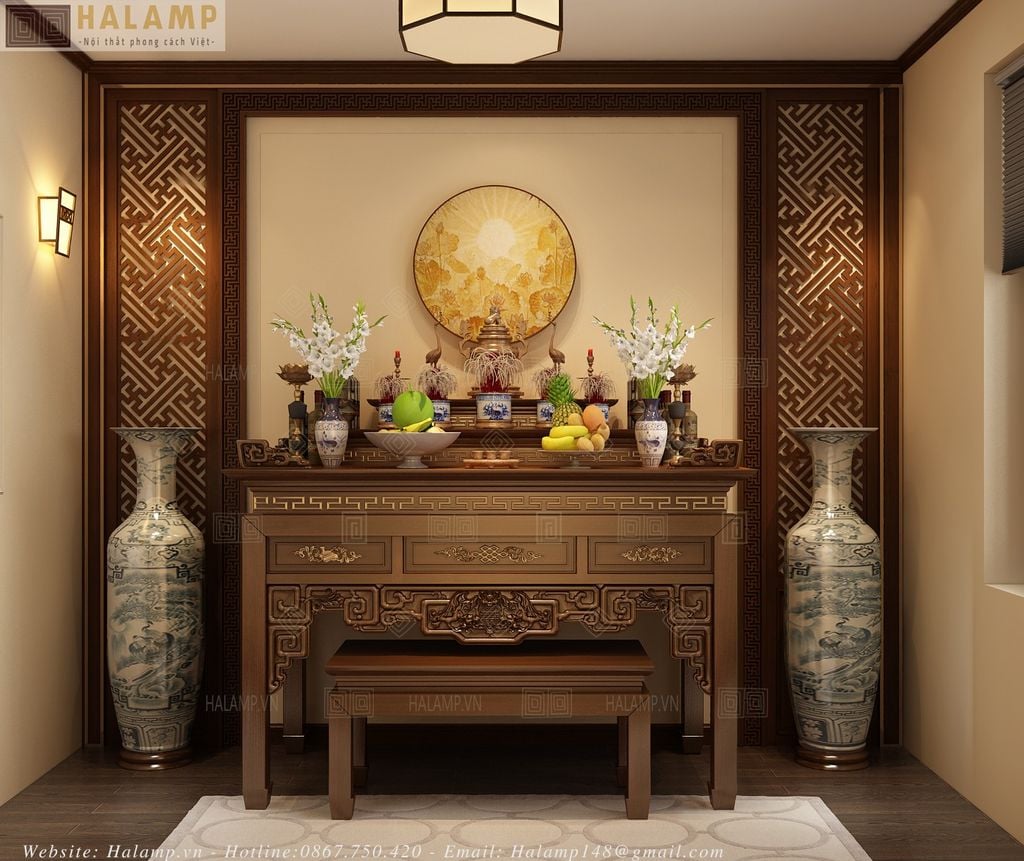 Thiết kế nội thất phòng thờ Việt