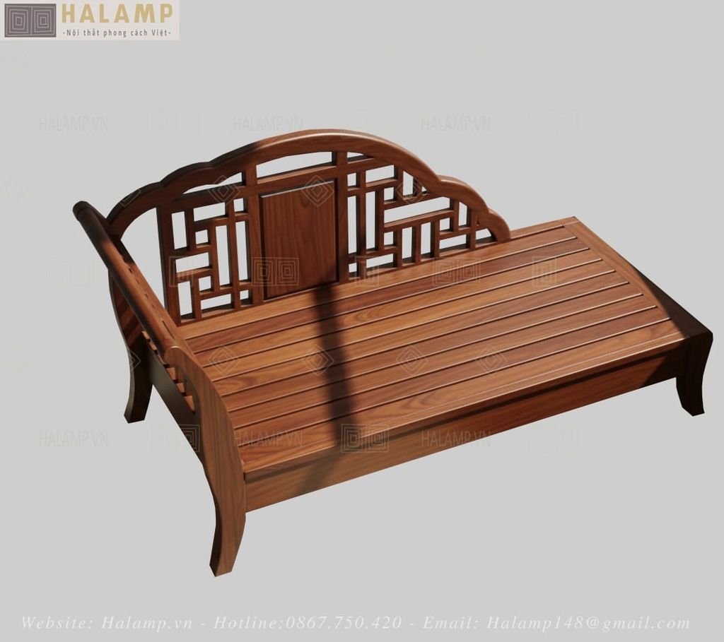 Mẫu sofa lười gỗ tự nhiên phong cách Việt truyền thống