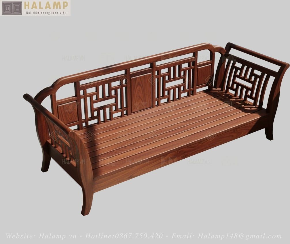 Mẫu sofa gỗ tự nhiên phong cách Việt truyền thống