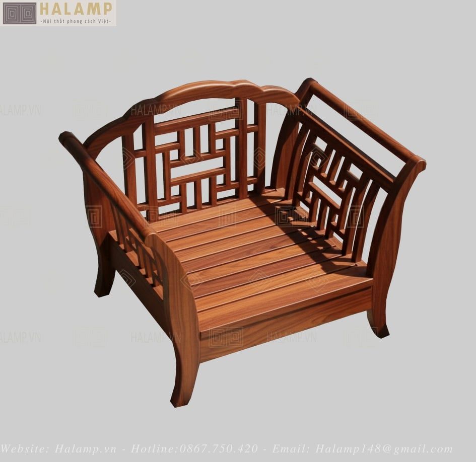 Mẫu sofa gỗ tự nhiên phong cách Việt truyền thống