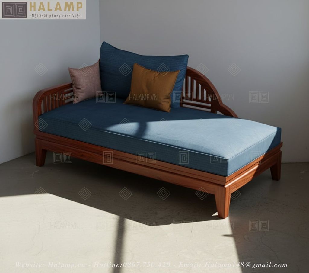 Sofa ghế lười nội thất gỗ Việt đơn giản sang trọng