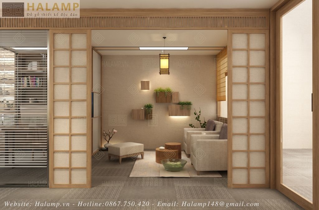 Thiết kế phòng tiếp khách văn phòng phong cách Nhật