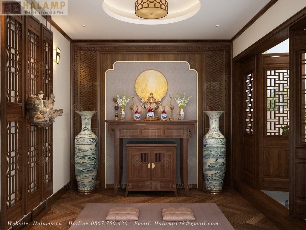 Thiết kế nội thất phòng thờ Việt