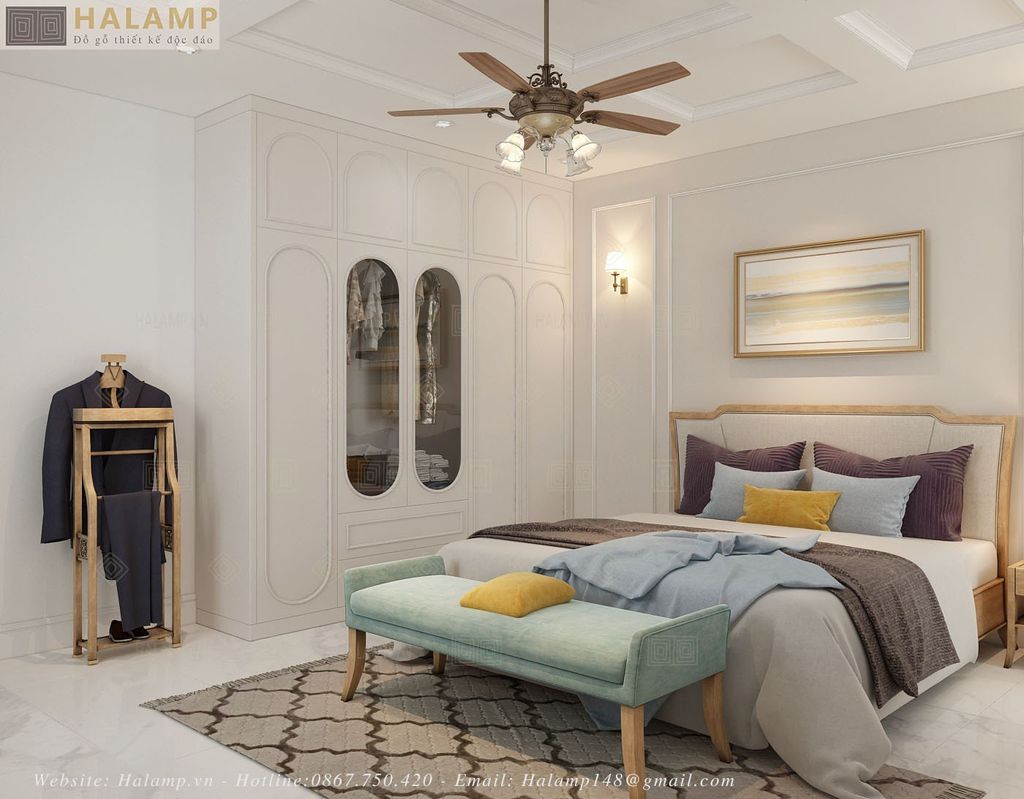 Thiết kế phòng ngủ master phong cách tân cổ điển nhẹ nhàng
