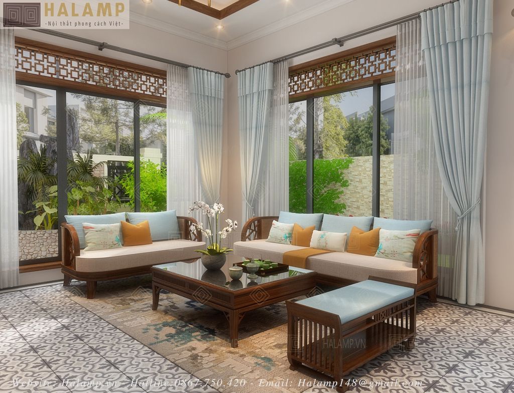 Thiết kế nội thất phòng khách biệt thự song lập ecopark