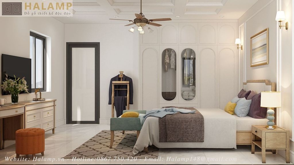 Thiết kế phòng ngủ master phong cách tân cổ điển nhẹ nhàng