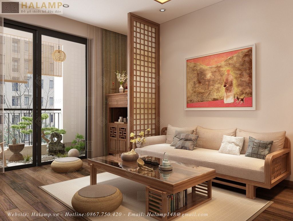 Thiết kế phòng khách chung cư phong cách Thiền Trà