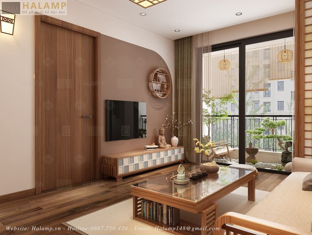 Thiết kế phòng khách chung cư phong cách Thiền Trà