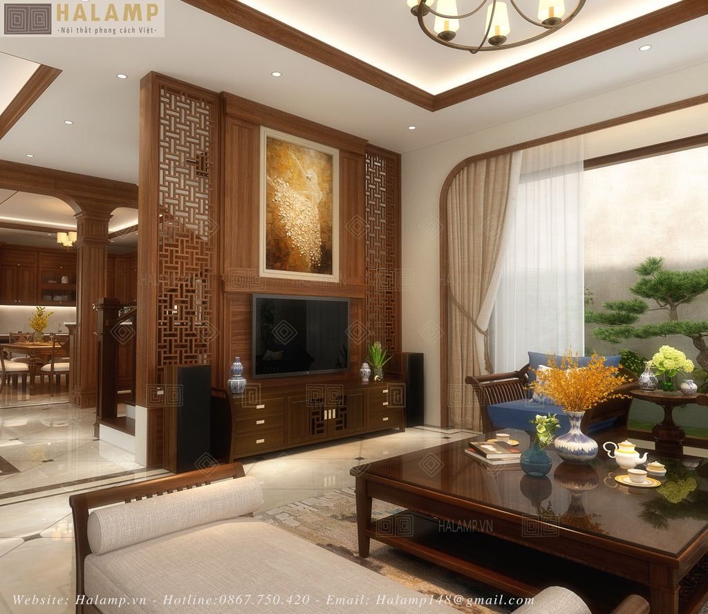 Thiết kế nội thất phòng khách biệt thự khu đô thị mới