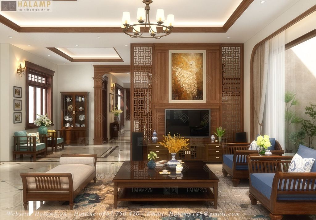 Thiết kế nội thất phòng khách biệt thự khu đô thị mới