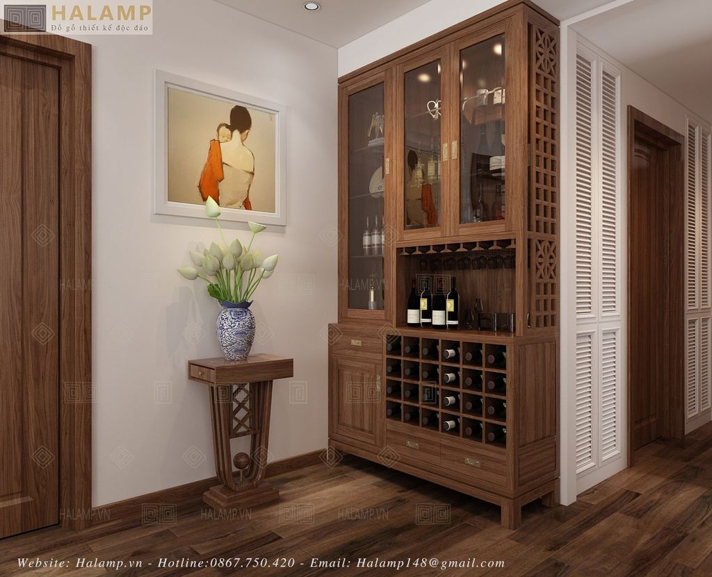 Phương án thiết kế tủ rượu phòng khách
