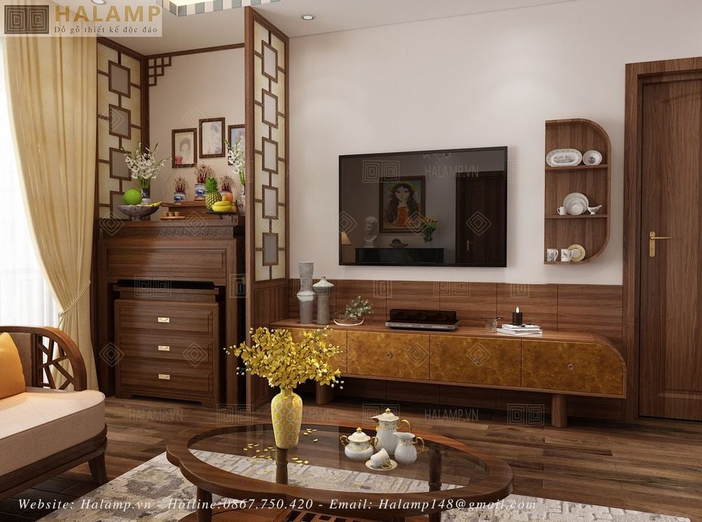 Phòng khách chung cư có đặt bàn thờ