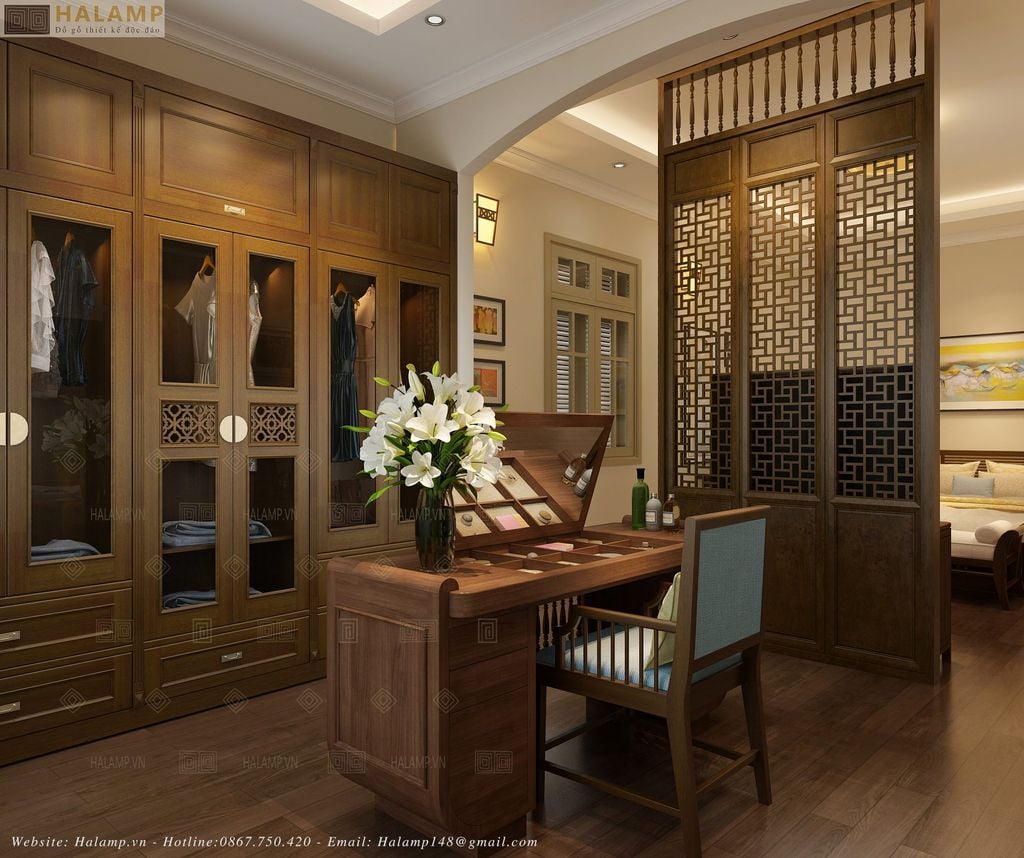 Vách ngăn phòng ngủ phong cách Á Đông