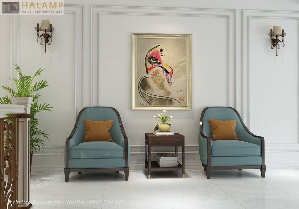 Thiết kế phòng khách tầng lửng nhà phố phong cách tân cổ điển