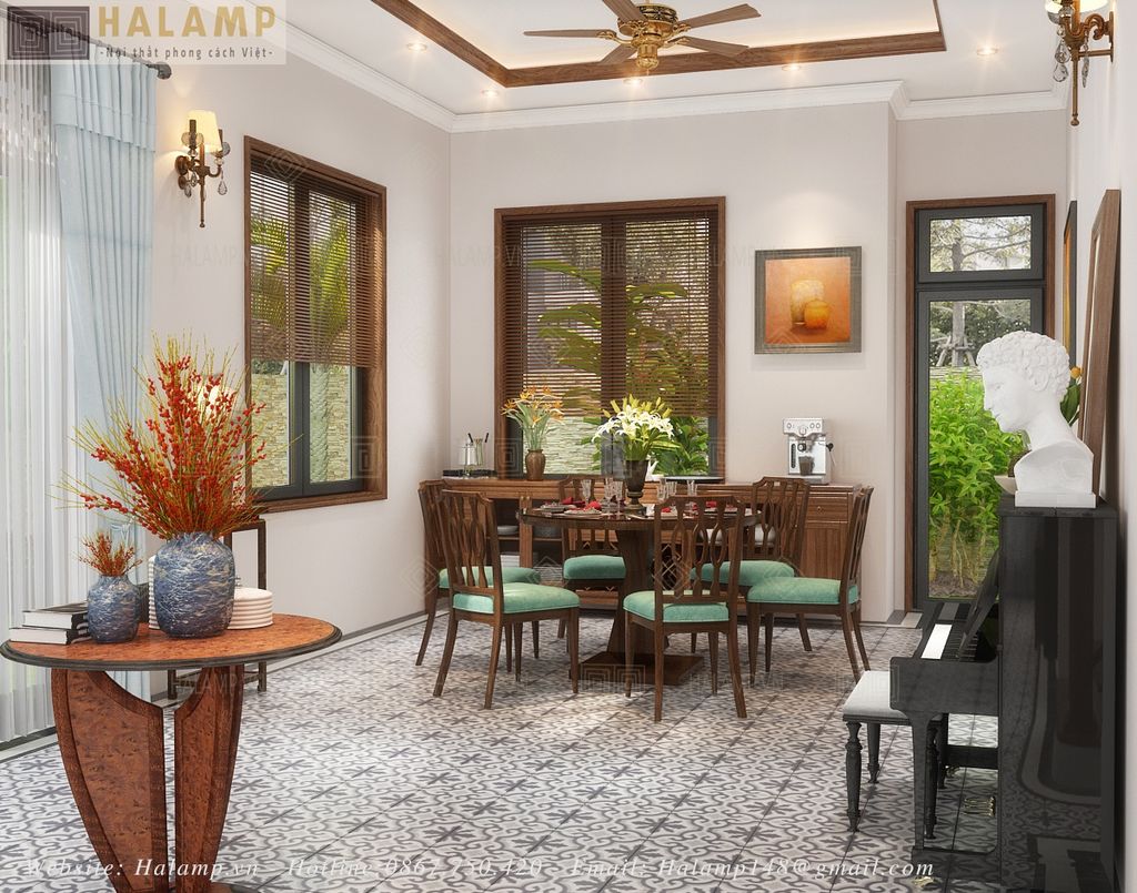 Không gian phòng ăn biệt thự song lập ecopark