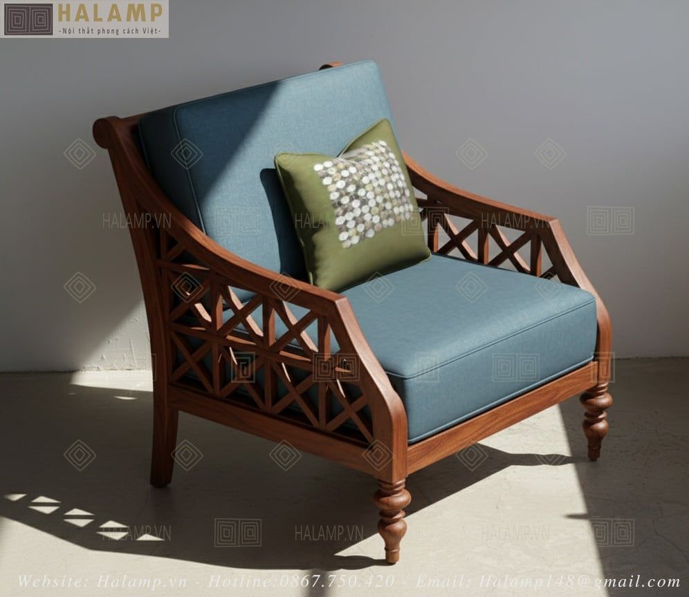 Sofa gỗ indochine mẫu ghế đơn
