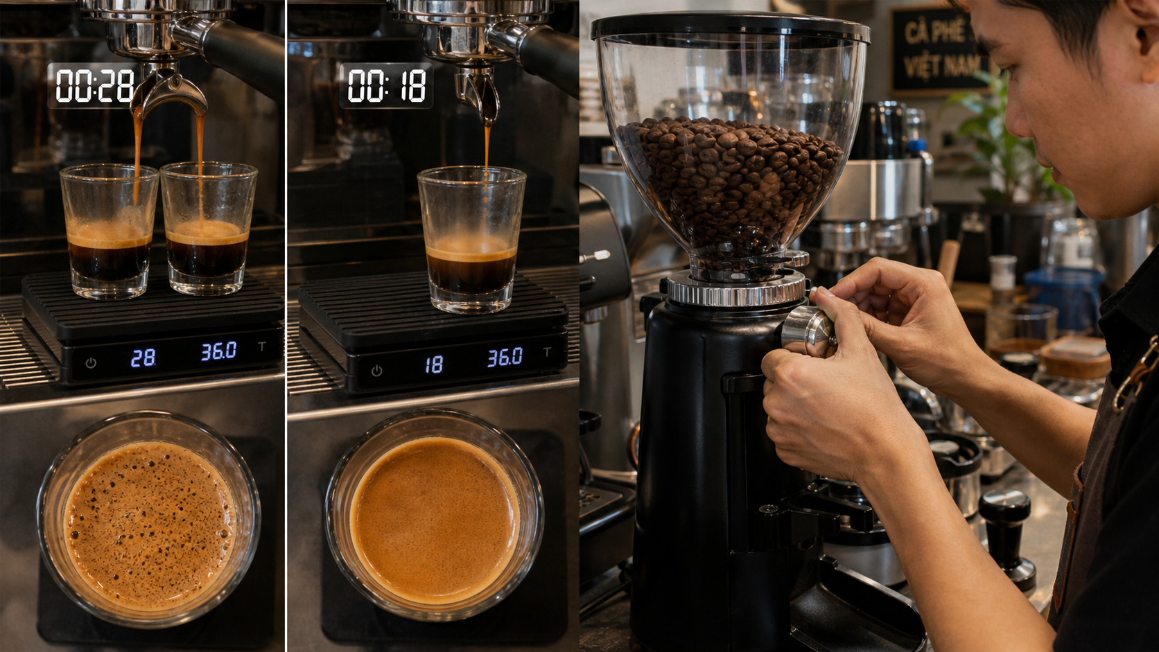 Shot espresso sáng ngon, chiều lại chua gắt: vấn đề nằm ở đâu?