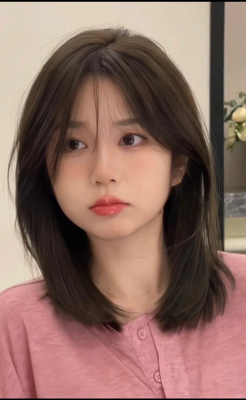 tóc mái cho mặt tròn trán thấp