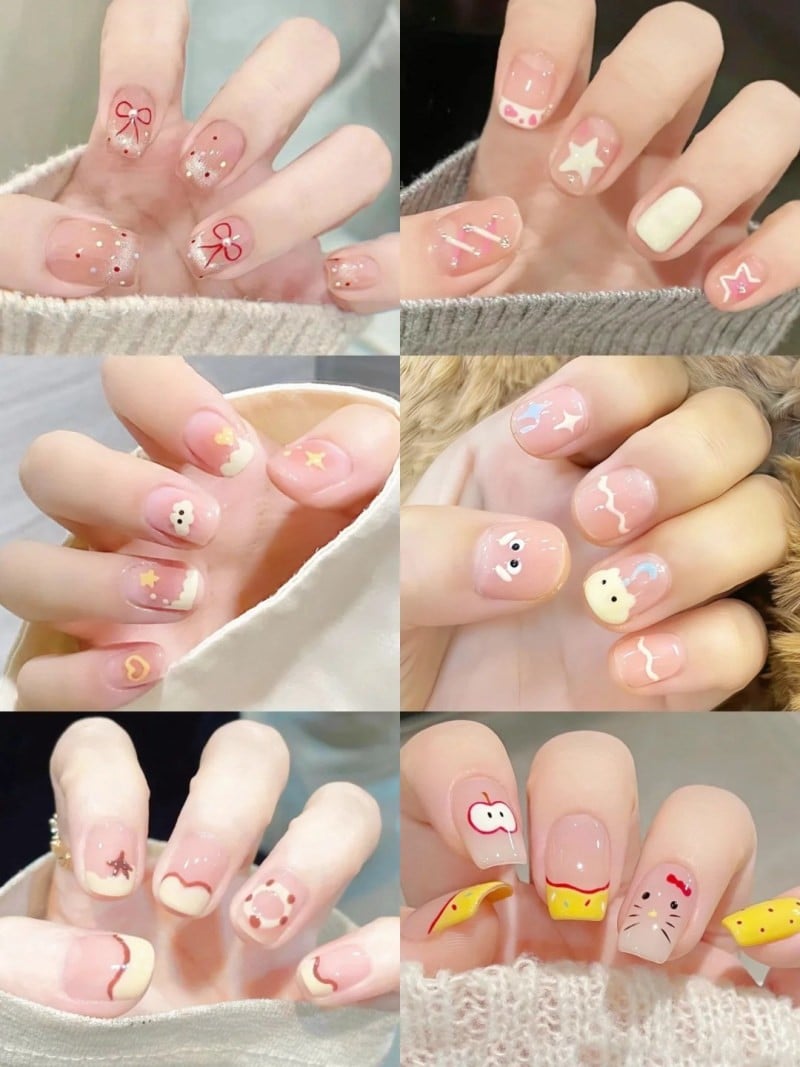 những mẫu nail đẹp cho móng ngắn