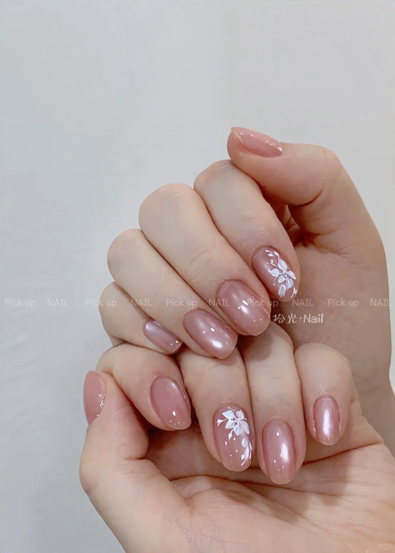 mẫu nail vẽ hoa đơn giản