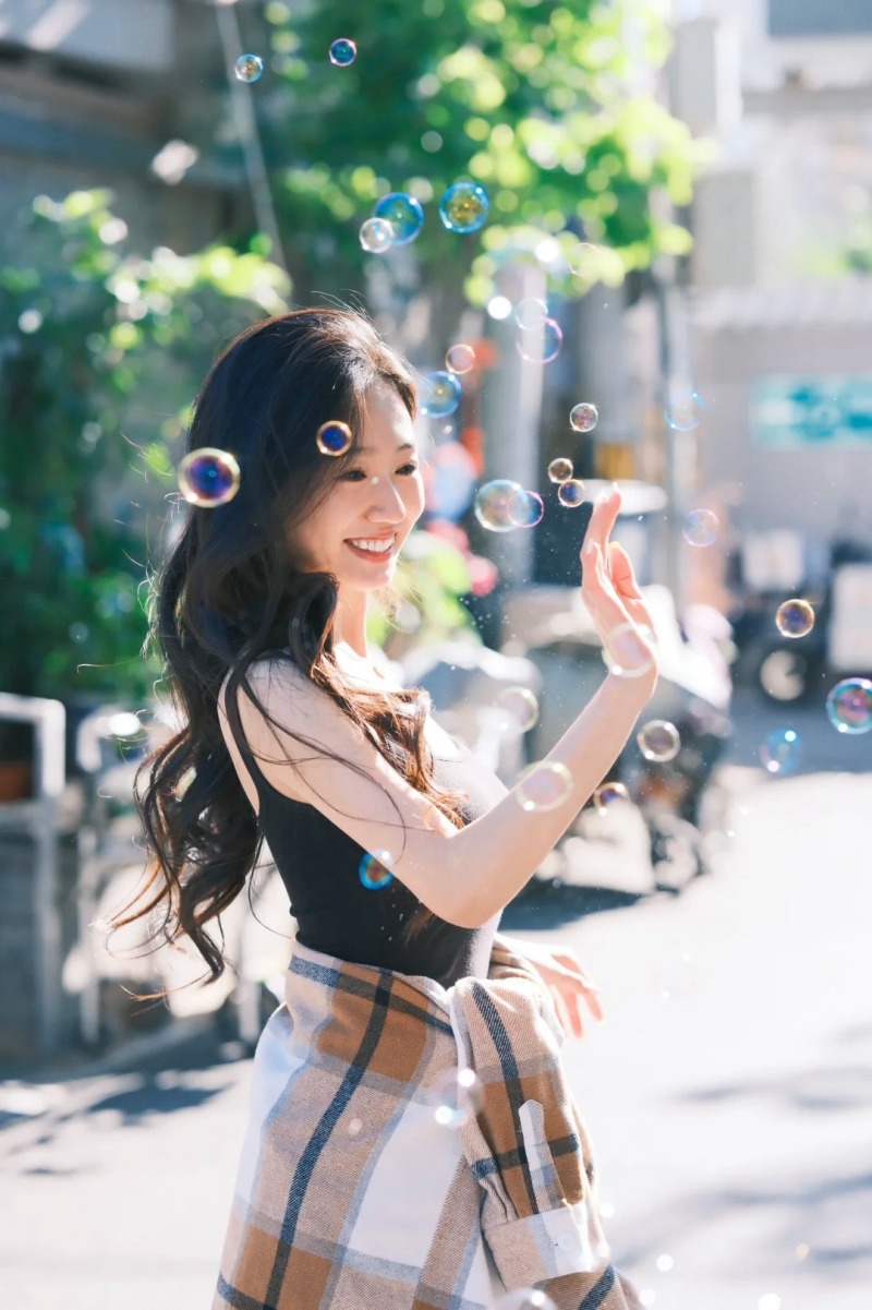 chụp ảnh với bong bóng xà phòng