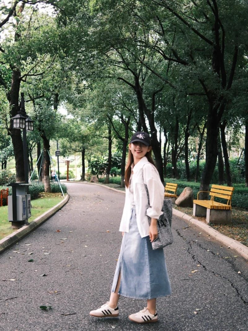 phối đồ với chân váy jean dài