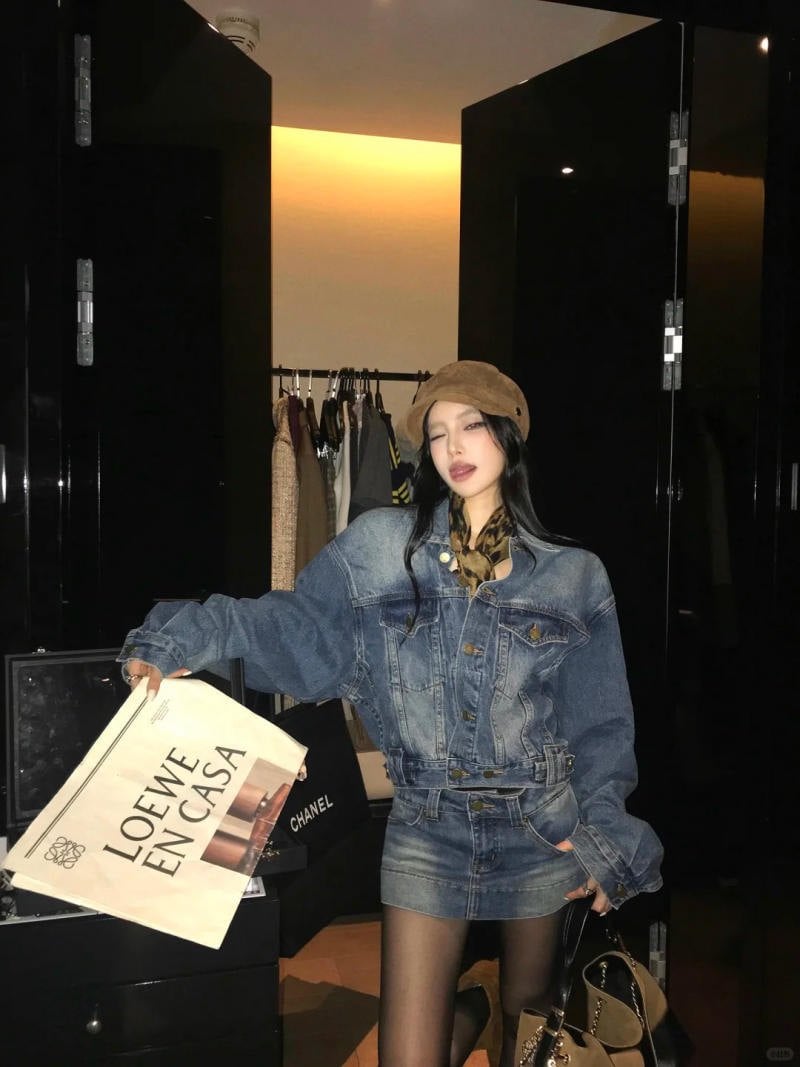 phối đồ với chân váy jean dài