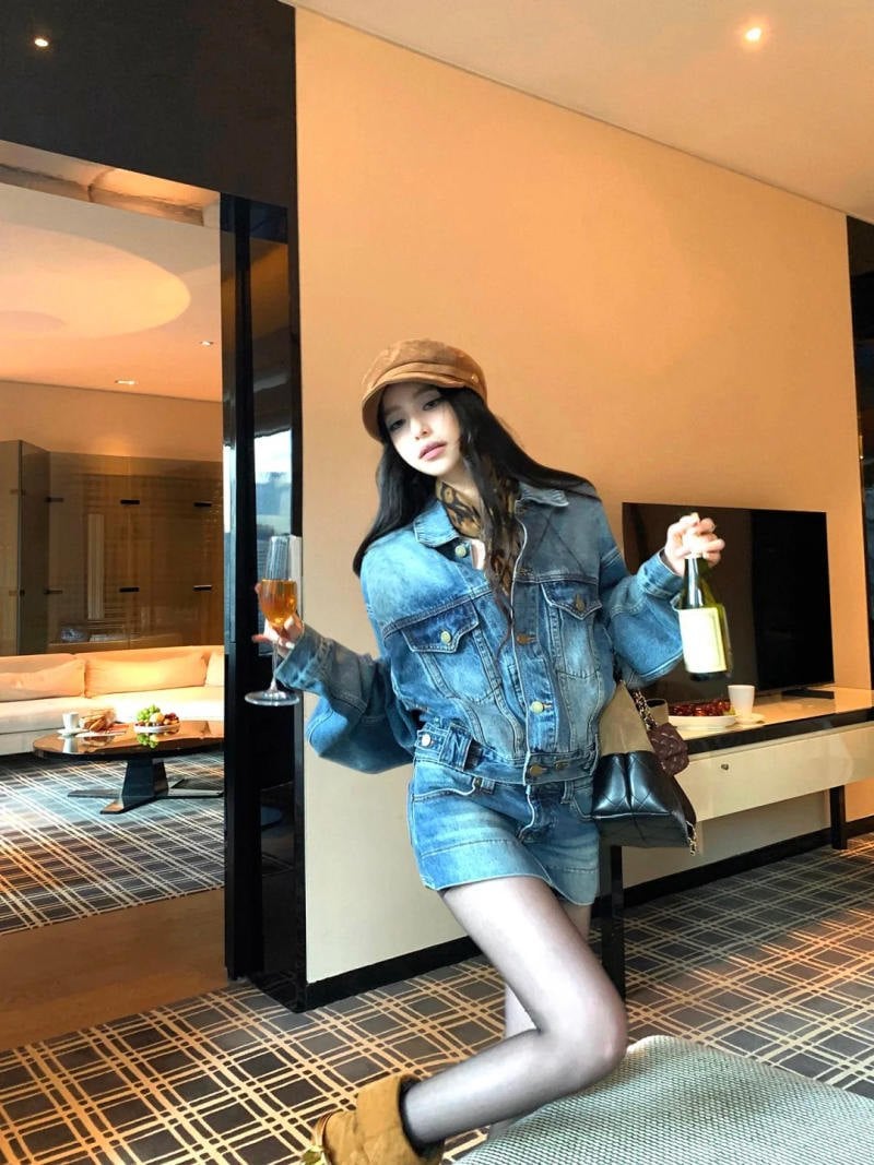 phối đồ với chân váy jean dài