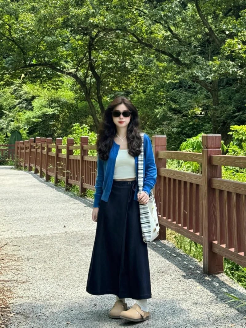 phối đồ với chân váy jean dài