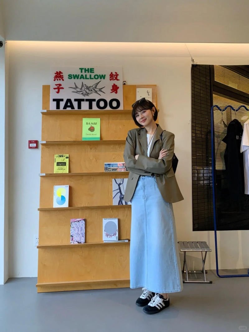 phối đồ với chân váy jean dài