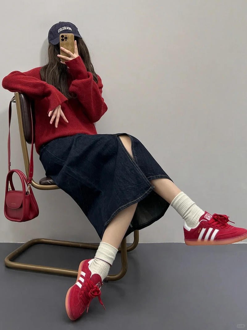 phối đồ với chân váy jean dài