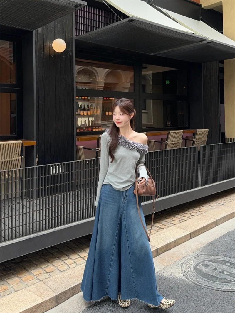 phối đồ với chân váy jean dài