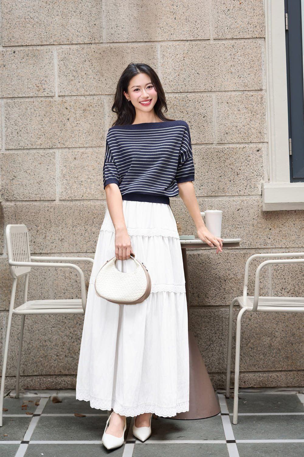 cách phối đồ áo trễ vai