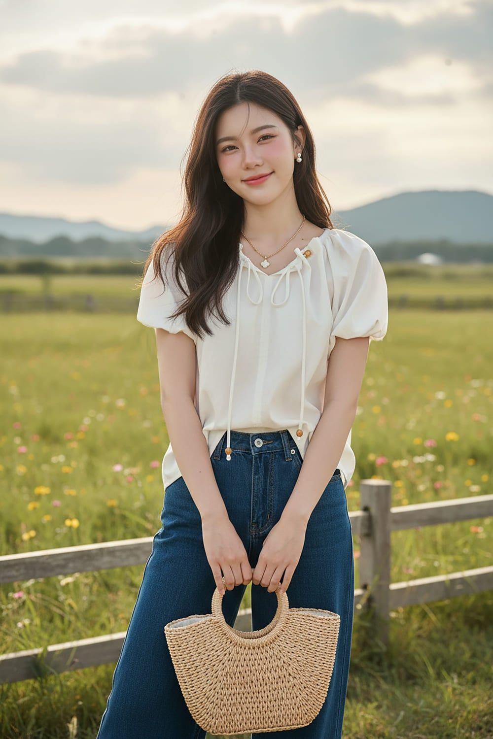 phối đồ với áo tay phồng