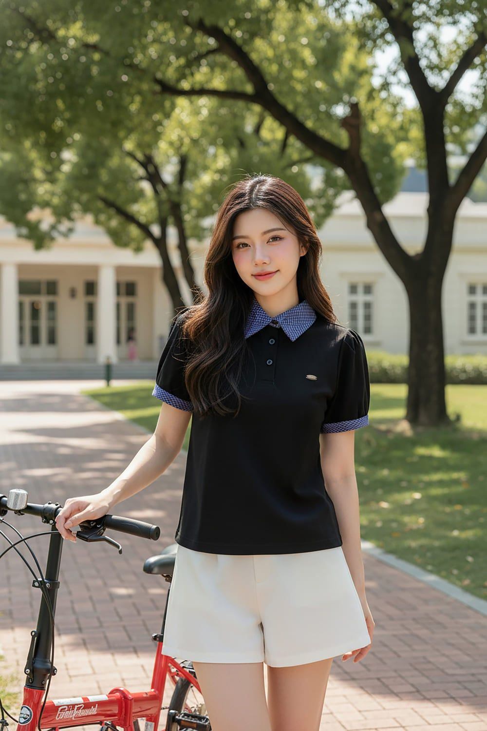 phối đồ với áo polo nữ
