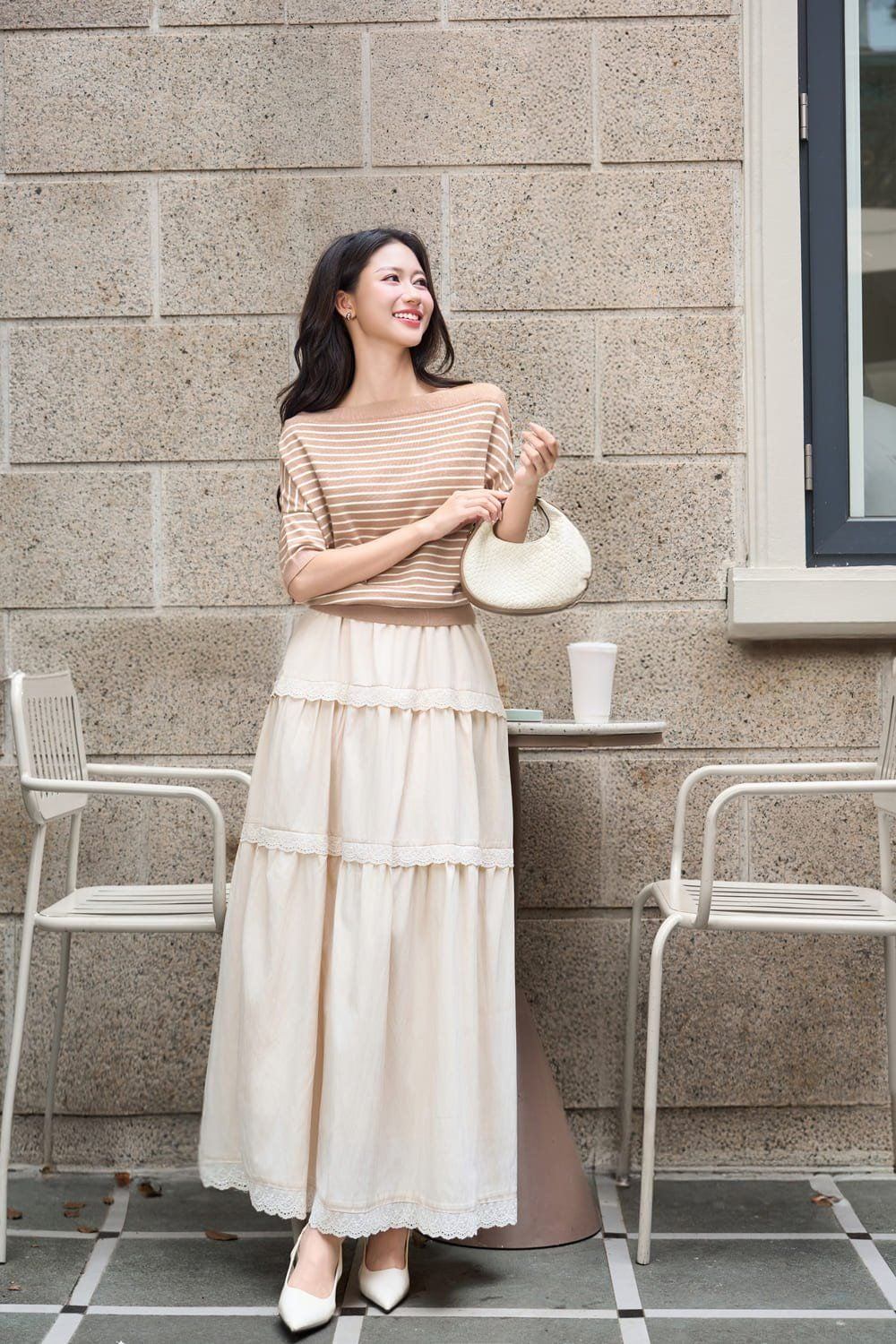 cách phối đồ áo trễ vai