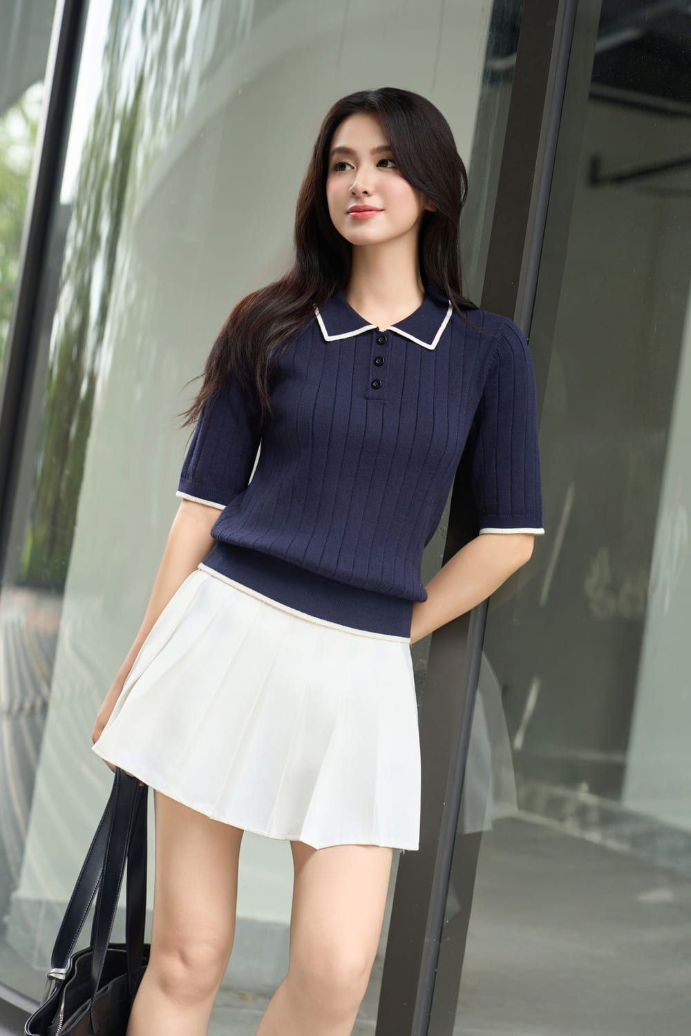 phối đồ với áo polo nữ