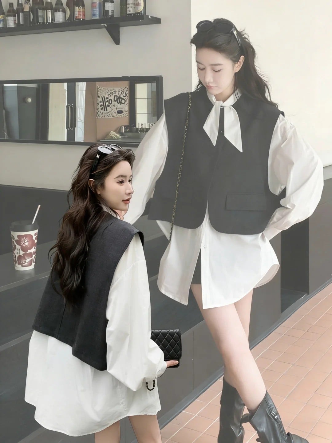 phối đồ với áo sơ mi trắng